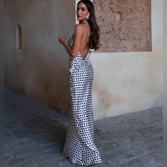 Zara RUFFLED SATIN EFFECT POLKA DOT DRESS - Picture 5 of 16